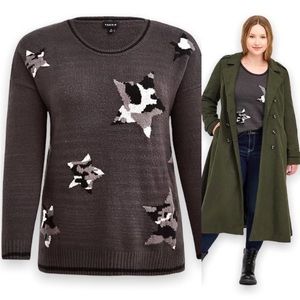 Torrid Crewneck Stars Gray Sweater NEW